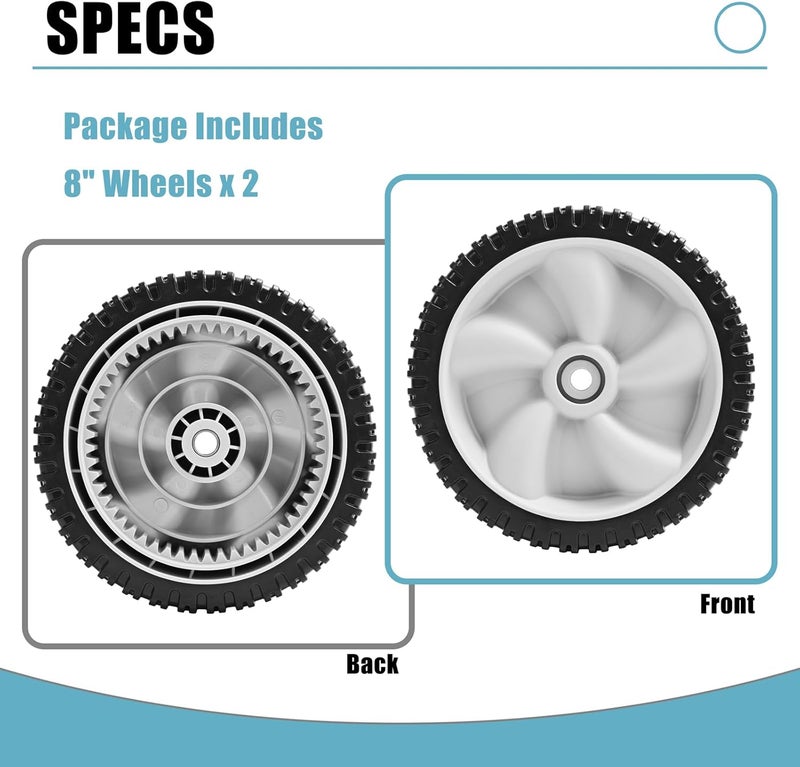 Sutmorly 734-04581 8" Lawn Mower Wheels Replacement for MTD 634-0190(A), Front Drive Wheels Compatible with MTD, Yard Man, Craftsman, Huskee, Yard Machines Self Propelled Walk-Behind Mowers, 2 Pack - Image 5